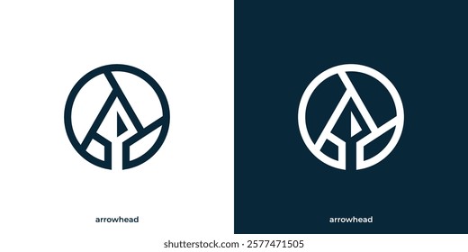 Simple Spear Arrowhead Logo Design with Geometric Style. Spear Head Icon Symbol Logo Design Template.