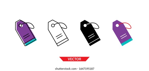 Simple símbolo de la oferta especial sobre fondo blanco 4 tipos como contorno, negro, color, contorno y color. Ilustración vectorial.