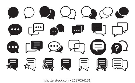 Simple Speech Bubble and Chat Icon Set – Minimalist Message and Communication Symbols