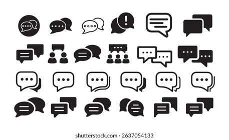 Simple Speech Bubble and Chat Icon Set – Minimalist Message and Communication Symbols