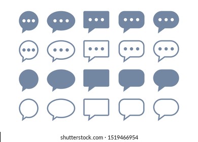 Simple Speech Bubble Chat Talk Icons Set isolated on White Background. Flat Vector Web Icon Design Template Element.