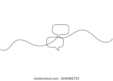 Simple speech bubble continuous one line drawing style for communication and messaging concept