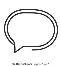 A simple speech bubble graphic, representing communication or dialogue.