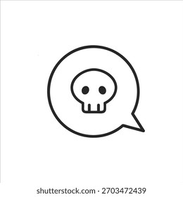 Simple speech bubble icon illustration　skull