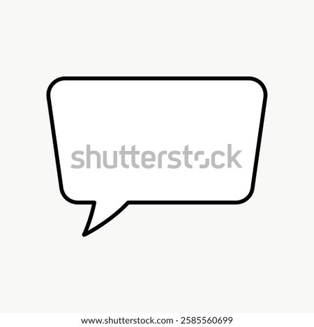 Simple speech bubble icon with a clean, minimalist design. Black outline speech bubble on a white background. Ideal for comics, chat, or communication themes. Vector isolated on white.