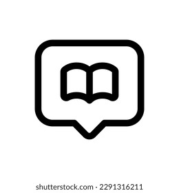 Simple Speech Bubble icon combined with a book icon on it. The icon can be used for websites, print templates, presentation templates, illustrations, etc