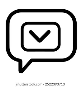 A simple speech bubble icon with a downward arrow, representing message notifications.