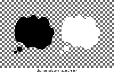 Simple speech bubble or bubble talk black and white icon on transparent. Template for advertising. Symbol, sign for: illustration, pictogram, app, emblem, design, web, dev, ui, ux. Vector EPS 10