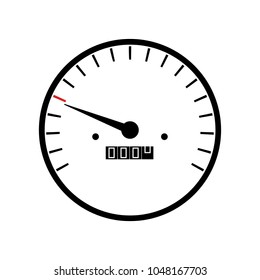 Simple speedometer gauges in black and white color with red maximum speed for safe driving