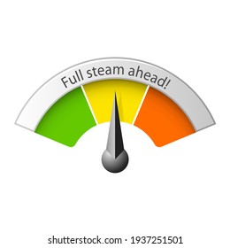 Simple speedometer with three fields and additional explanation box, device scale, vector