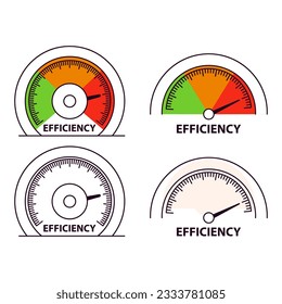 Simple speedometer.Productivity level meter.Energy efficiency icon.Isolated on white background. Outline vector illustration.