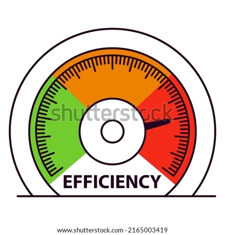 Simple speedometer.Productivity level meter.Energy efficiency icon.Isolated on white background. Outline vector illustration.