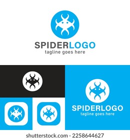 Simple Spider logo.Minimal Icon Style.Vector Illustration.Black and white.Unique, elegant, modern style.