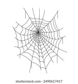 simple spider web black outline design vector illustration isolated white background