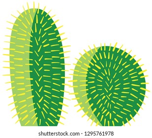 Simple Spikey Cactus Succulent Cartoon Illustration Vector 
