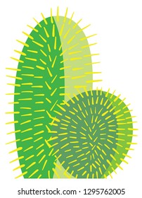 Simple Spikey Cactus Succulent Cartoon Illustration Vector 
