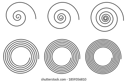 Simple spirals icons or signs, different versions