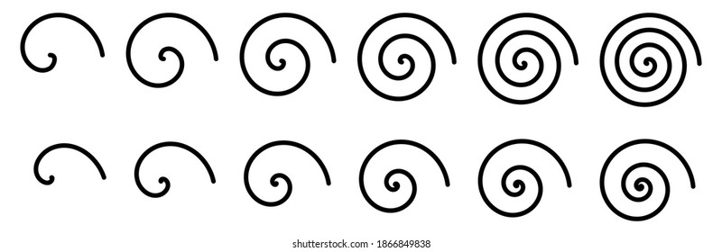 Simple spirals icons or signs, different versions, can be used as part of logo