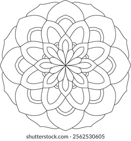 Simple spiritual flower mandala patterns for coloring book page. Black lines, clean and modern style. Vector illustration.