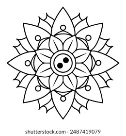 Simple and spiritual symbol style vector mandala design for coloring book, mandala art vector illustration for mehndi design, tattoo design, yoga logo