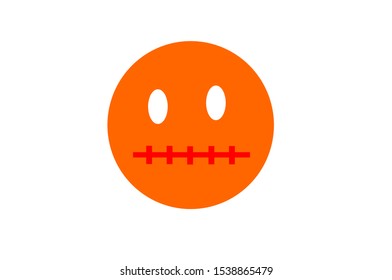 simple spooky face icon with orange and red colors