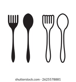 ícone simples de garfo e colher. formato vetorial minimalista. logotipos, adesivos, mercadorias e elementos da interface do usuário