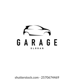 Simple sport car garage themed auto repair service automotive logo design for branding	
