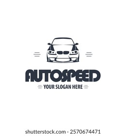 Simple sport car garage themed auto repair service automotive logo design for branding	
