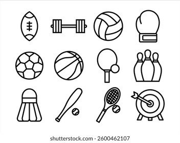 Simple Sport Equipment Icon Set