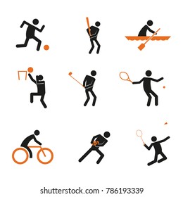 Simple Sport Player Abstract Symbol Vector Illustration Graphic Design Set