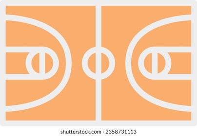 Simple sports equipment color single item icons basket ground court