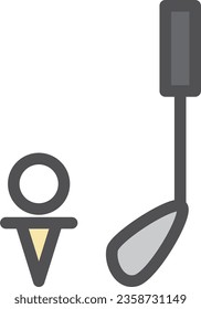 Simple sports equipment color single item icon Gruff club ball