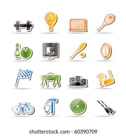 Simple Sports gear and tools icons - vector icon set