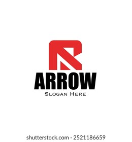 Diseño simple del logotipo de los deportes como la flecha, con color rojo.