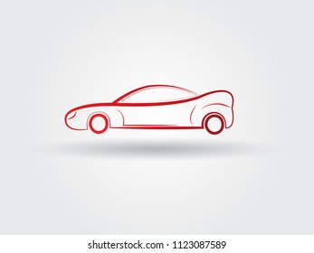 A simple sports red car logo vector for business