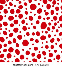 Simple spotty seamless pattern. Red round spots on white background. Abstract vector illustration