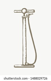 Simple spring device on light backdrop. Motor object logotype emblem. Freehand outline black ink drawn pictogram sketchy in retro art doodle silhouette style pen on paper space for text. Closeup view