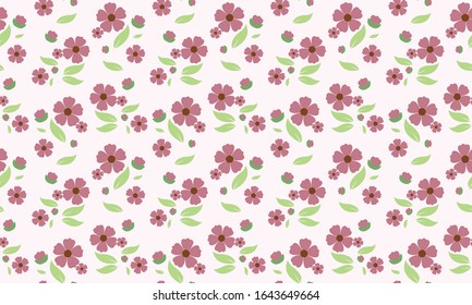 Simple spring floral pattern background, with leaf and floral elegant design.