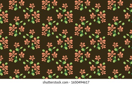 Simple spring floral pattern background, with leaf and floral drawing.