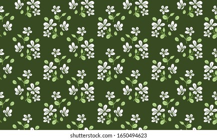 Simple spring floral pattern background, with leaf and floral drawing.