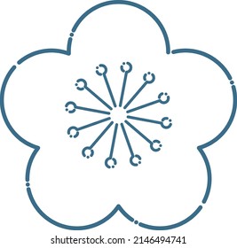 Simple spring flower line drawing illustration (sakura, plum blossom, peach blossom)