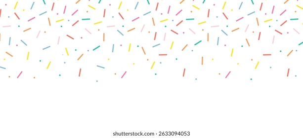 Plano de fundo de polvilho simples. Queda de confetes doces no fundo de esmalte de chocolate branco. Padrão simples e perfeito. Ilustração de vetor.