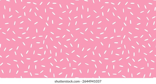 Simple Sprinkle Pattern. Pink Donut glaze background. Small dashes backdrop. Vector Illustration in scandinavian style.