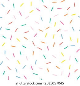 Simple Sprinkle Seamless Pattern. Colorful donut or cake glaze with sprinkle topping. Vector Illustration in scandinavian style.