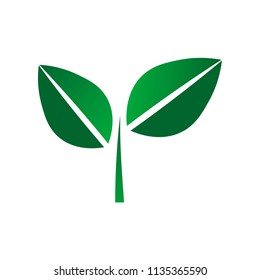 Simple sprouting seed drawing. Green cartoon sprout vector illustration. Logos of green leaf ecology nature element vector icon