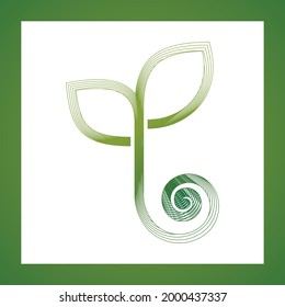 Simple sprouting seed drawing. Green fresh sprout vector illustration.