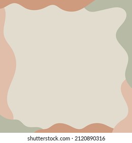 simple square background pattern with organic border in earth colors. vector illustration with wavy lines frame graphic