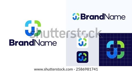 Simple square colorful logo design, Letter GC or C logo modern monogram design, Initial G and C logo design vector illustration template, premium vector identity