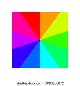 A simple square design is painted in the entire color palette on a white background