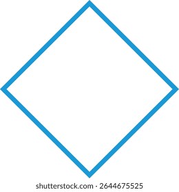 Simple carré diamant épais cadre de ligne bleu clair
